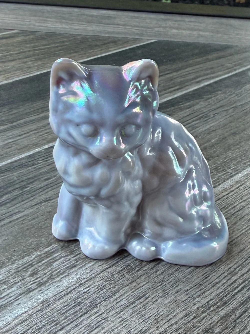 HTF Mosser Dove Gray Carnival Glass Fluffy Kitten - Picture 1 of 4